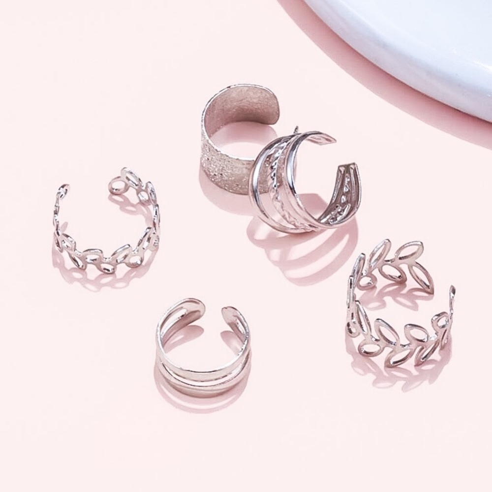 ⚜️𝟯𝟬%𝗢𝗙𝗙 𝗯𝘂𝗻𝗱𝗹𝗲𝘀 𝟯+⚜️ NEW 5 Floral Ear Cuff Earnings Set - Picture 10 of 16